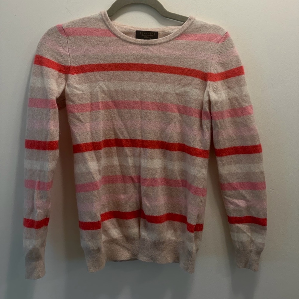 100% Cashmere Charter Club Striped Sweater – Pink & Red – XS - Picture 2 of 6
